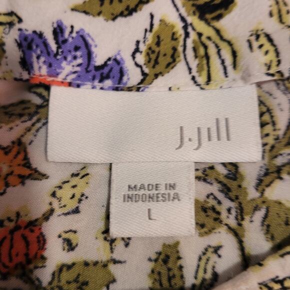 J. Jill Babydoll Tank Top Light Floral Size Large Feminine Gardencore 100% Rayon - Picture 5 of 8